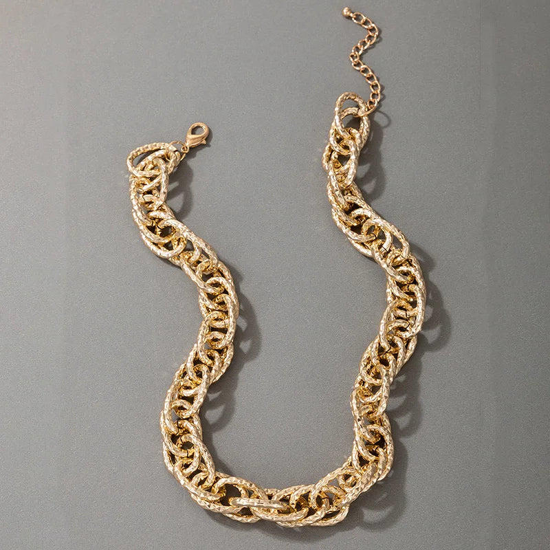 Streetwear Style Layered Chain Necklace Set Women's Chunky Link Choker Necklaces Trendy Party Accessories Non-allergic