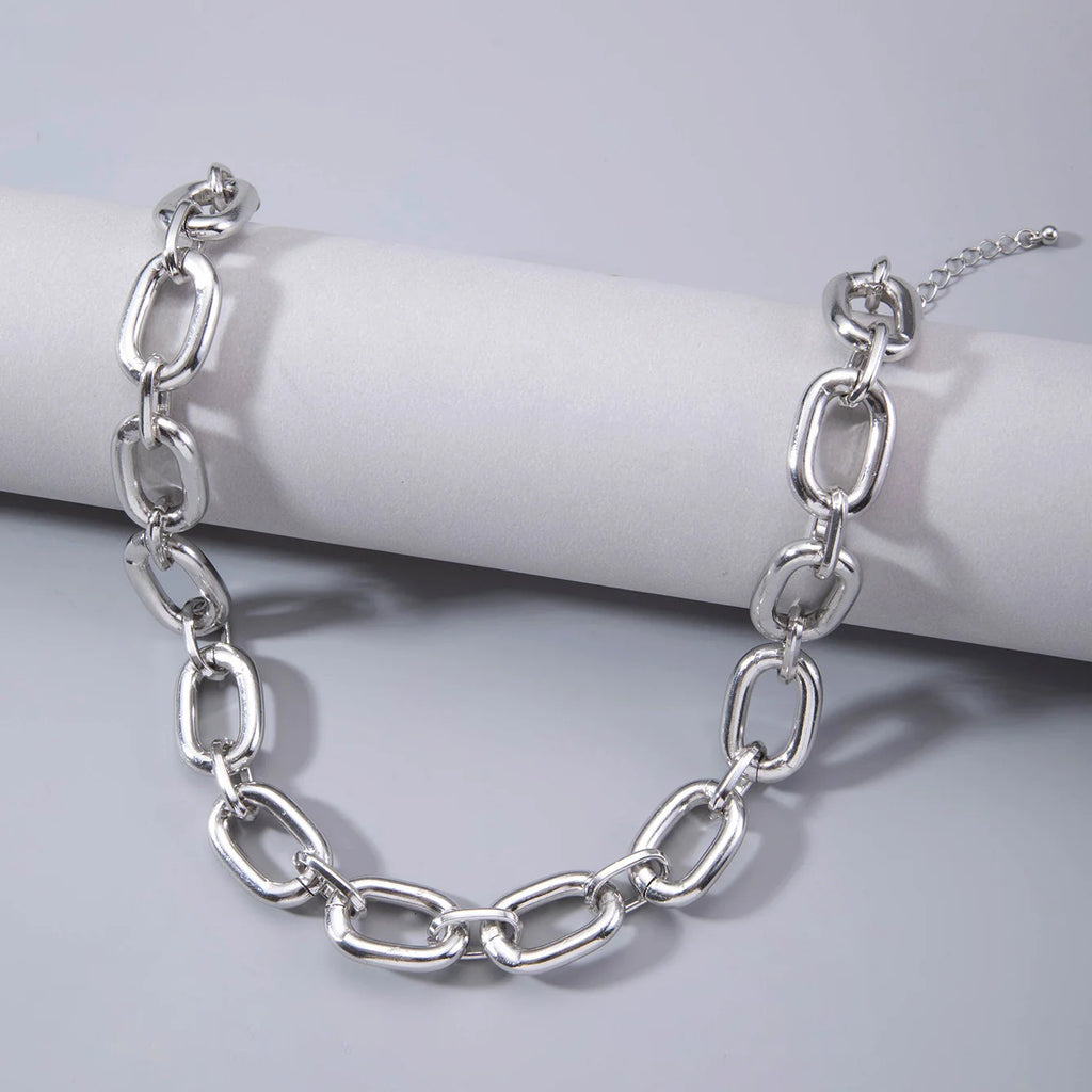 Streetwear Style Layered Chain Necklace Set Women's Chunky Link Choker Necklaces Trendy Party Accessories Non-allergic
