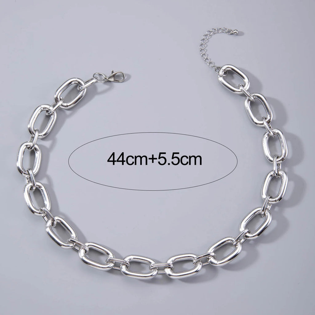 Streetwear Style Layered Chain Necklace Set Women's Chunky Link Choker Necklaces Trendy Party Accessories Non-allergic