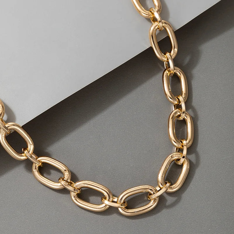 Streetwear Style Layered Chain Necklace Set Women's Chunky Link Choker Necklaces Trendy Party Accessories Non-allergic