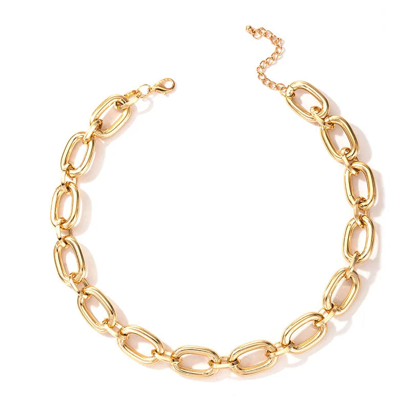 Streetwear Style Layered Chain Necklace Set Women's Chunky Link Choker Necklaces Trendy Party Accessories Non-allergic