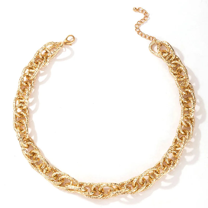 Streetwear Style Layered Chain Necklace Set Women's Chunky Link Choker Necklaces Trendy Party Accessories Non-allergic