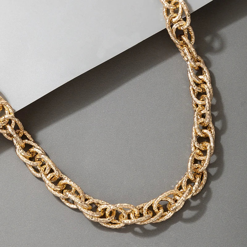 Streetwear Style Layered Chain Necklace Set Women's Chunky Link Choker Necklaces Trendy Party Accessories Non-allergic
