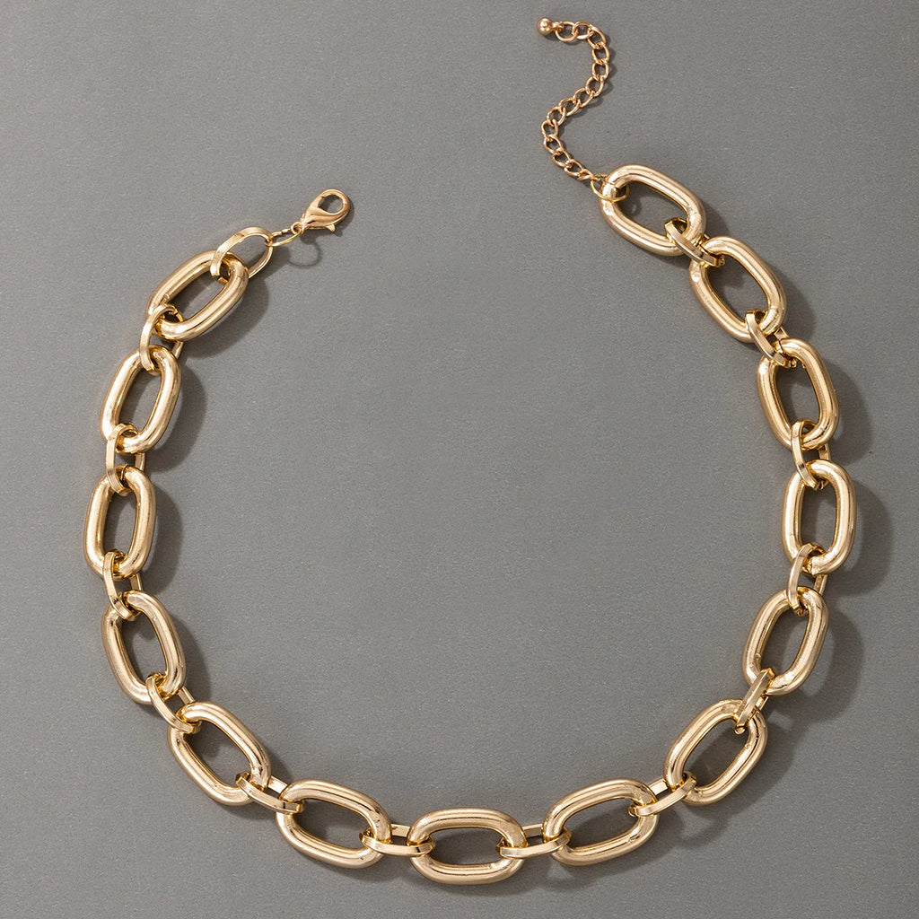 Streetwear Style Layered Chain Necklace Set Women's Chunky Link Choker Necklaces Trendy Party Accessories Non-allergic
