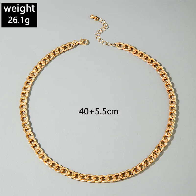 Streetwear Style Layered Chain Necklace Set Women's Chunky Link Choker Necklaces Trendy Party Accessories Non-allergic