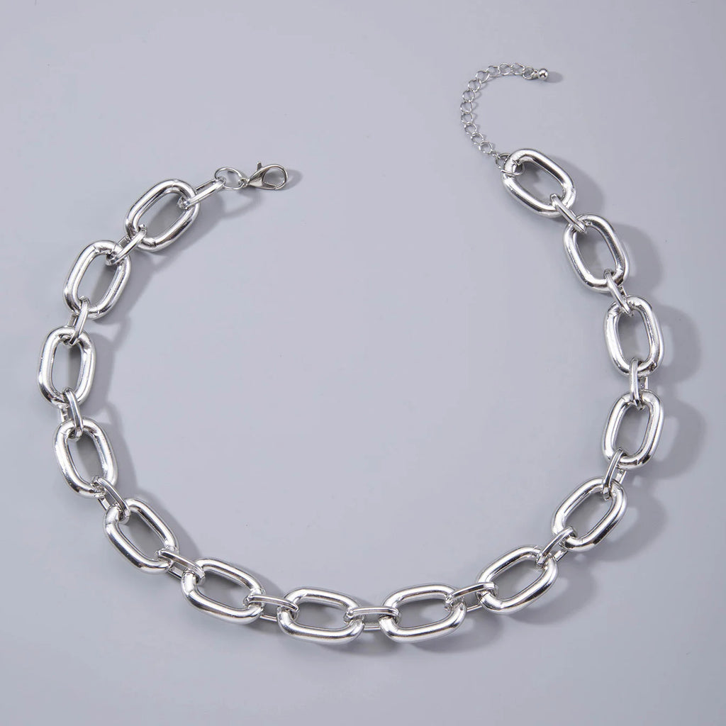 Streetwear Style Layered Chain Necklace Set Women's Chunky Link Choker Necklaces Trendy Party Accessories Non-allergic