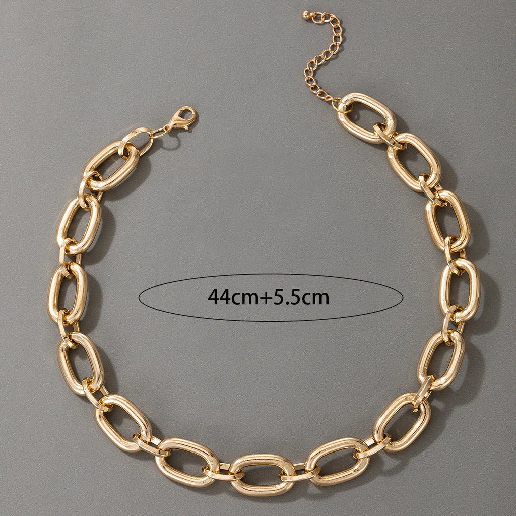 Streetwear Style Layered Chain Necklace Set Women's Chunky Link Choker Necklaces Trendy Party Accessories Non-allergic