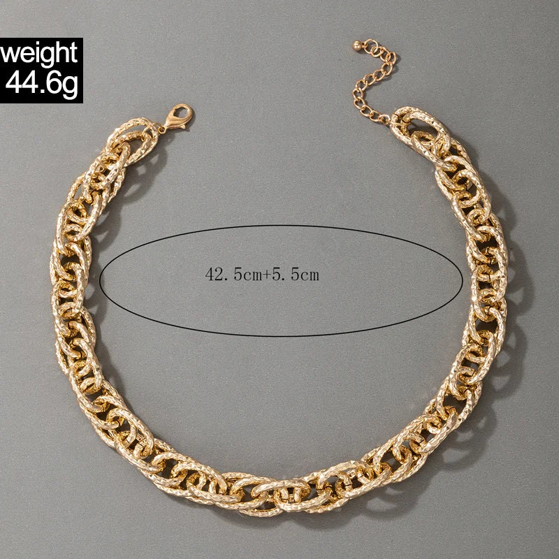 Streetwear Style Layered Chain Necklace Set Women's Chunky Link Choker Necklaces Trendy Party Accessories Non-allergic